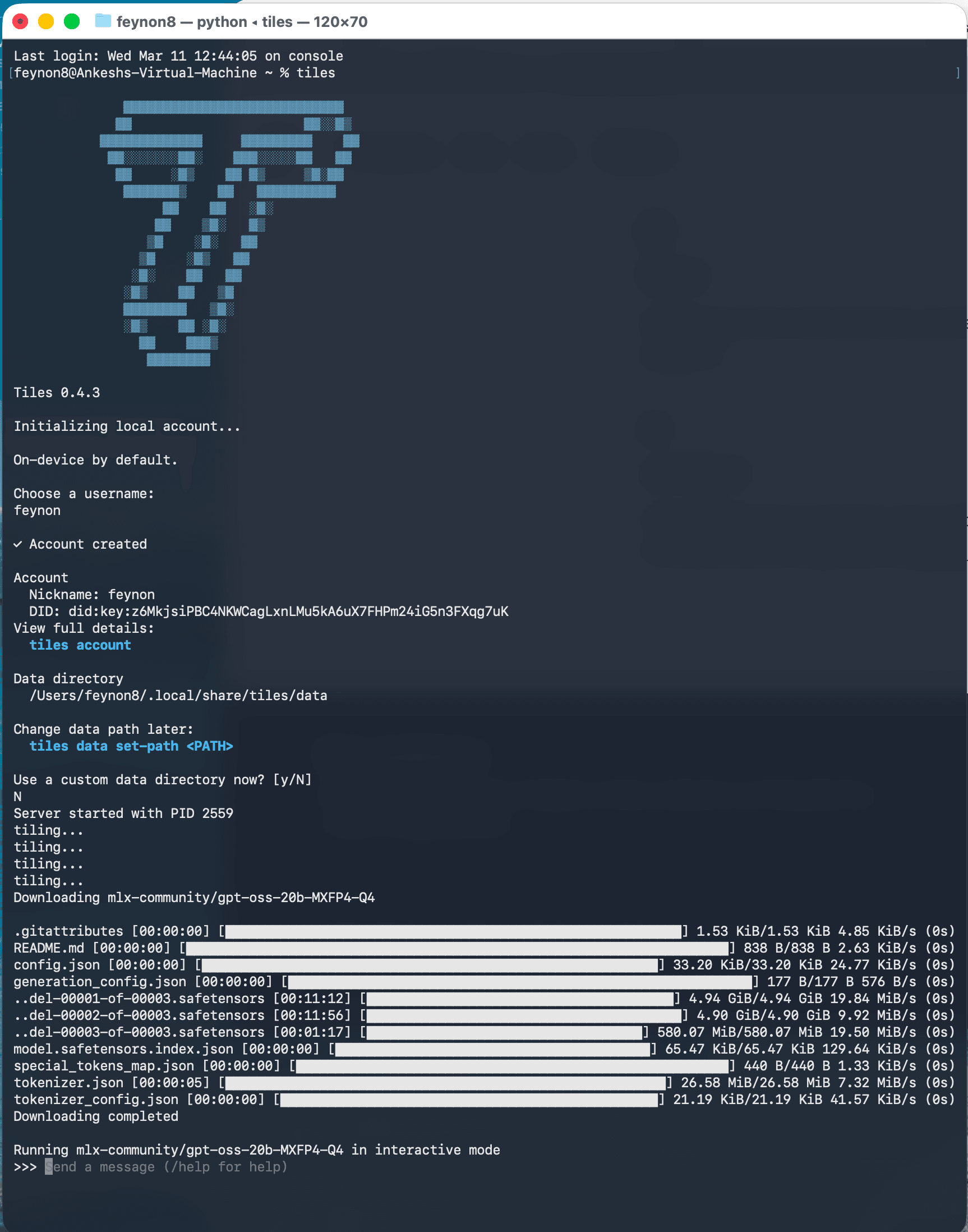 Tiles onboarding flow in the CLI