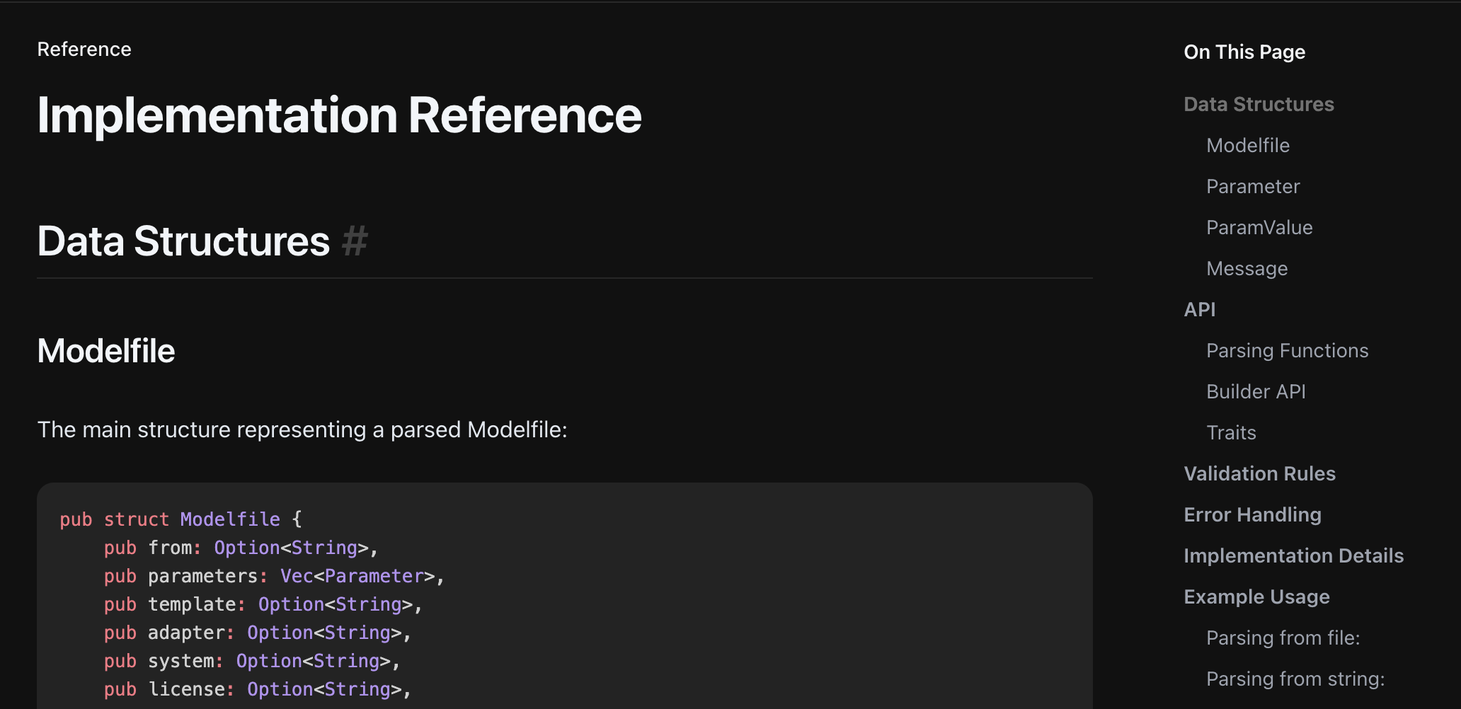 Modelfile implementation
